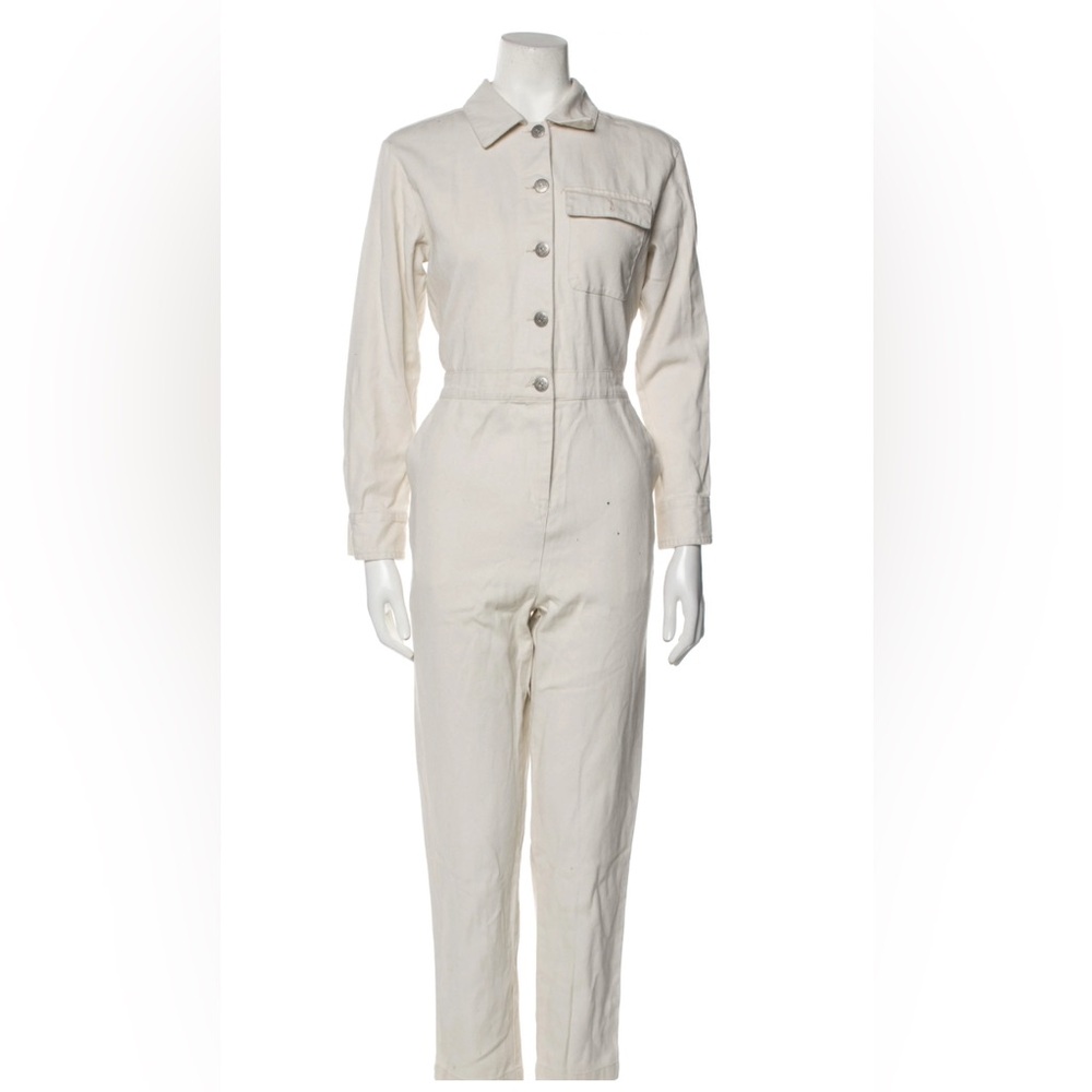Sandy Liang Stylish Beige Button-Up Jumpsuit
